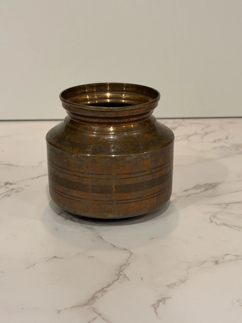 Vintage Copper Vase Pot Small Decorative Vessel Rustic Boho India